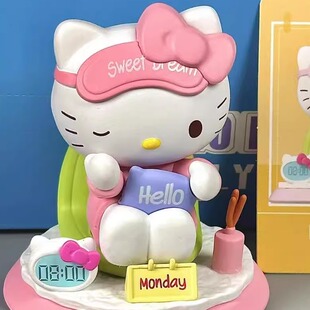 打工KT盲盒kitty牛马打工人手办桌面摆件车载办公装饰卡通送礼