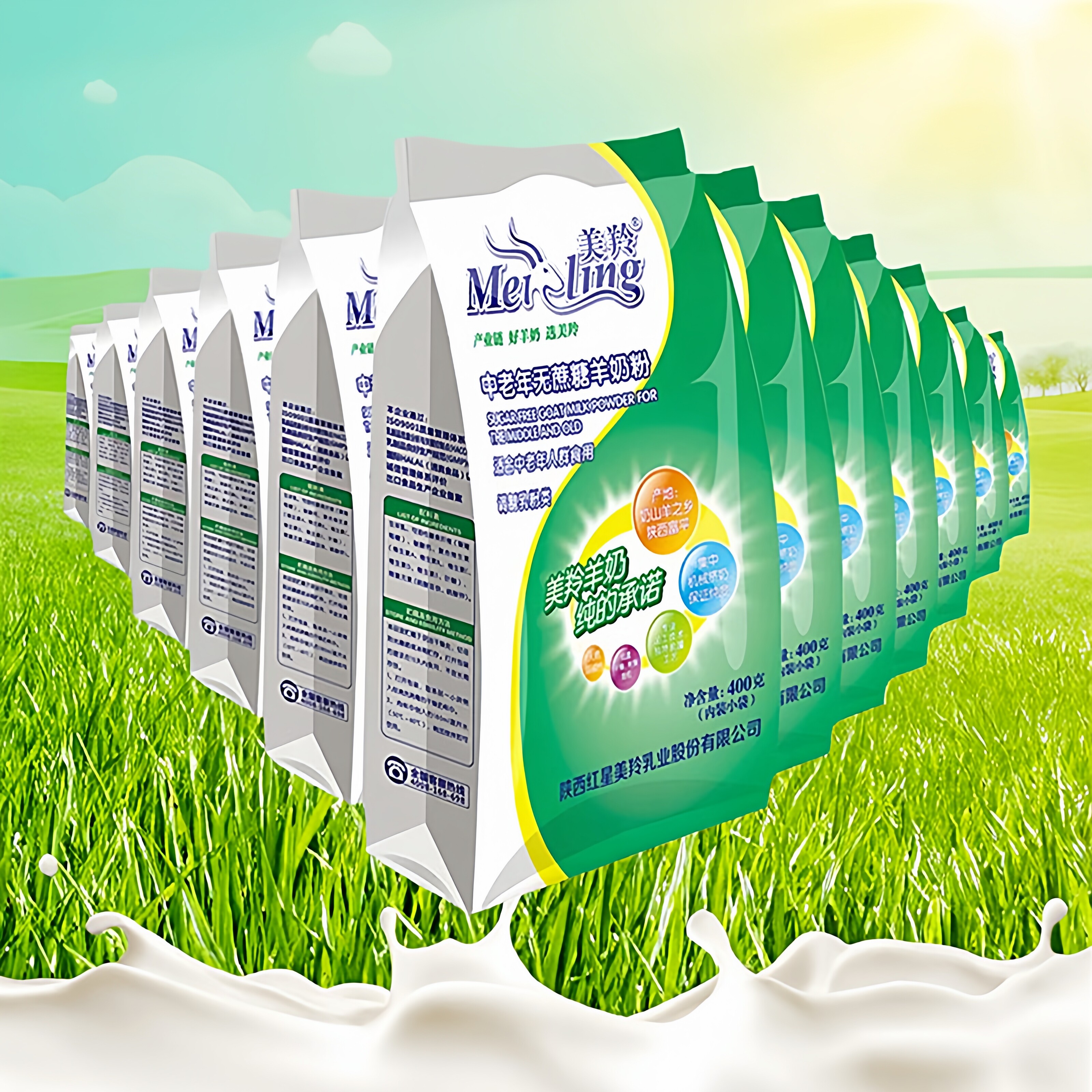 美羚中老年无蔗糖成人中老年女士儿童学生整箱12袋全家营养羊奶粉