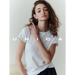 T恤圆领 复古上衣女百搭 3领T王进店B败新疆棉_反缝纯色短袖 UNICA