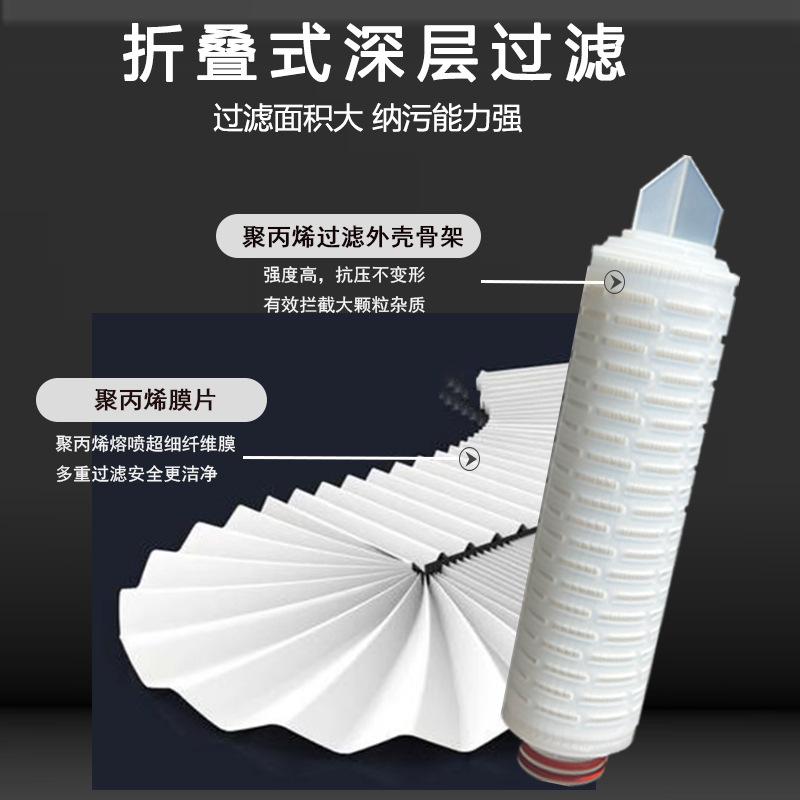 PP折叠膜滤芯聚丙烯10寸20寸30寸40寸0.1微米0.22微米0.45微米1um