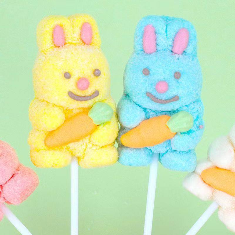 高颜值软萌动物胡萝卜兔子棉花糖儿童休闲解馋零食糖果软糖棒棒糖