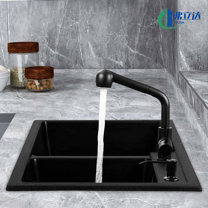 新款洗石英石黑色水台槽双厨房菜盆洗碗池加厚下上家用槽水槽2026,家装主材,水槽套餐,淘宝优惠券,粉丝福利购,淘宝优惠卷