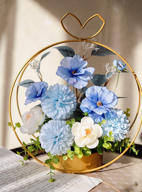 轻奢仿真花假花铁艺花架餐桌装饰品乔迁花艺客厅花束摆设支持