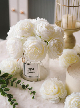 2026款 d1592 跨境新款牡丹花仿真牡丹花头带茎绿植墙仿真绿植