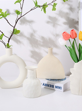 ins风简约塑料花瓶假花花瓶客厅卧室摆件干花插花瓶家居装饰