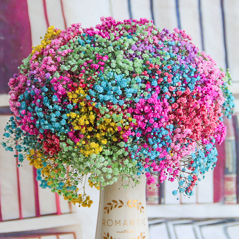 风干装饰摆件干花花束染色插花满天星真花半客厅鲜花摆设新房天然