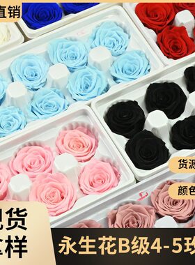 永生花B级4-5玫瑰花材干花手工制作玻璃罩独角兽diy材料手工小熊