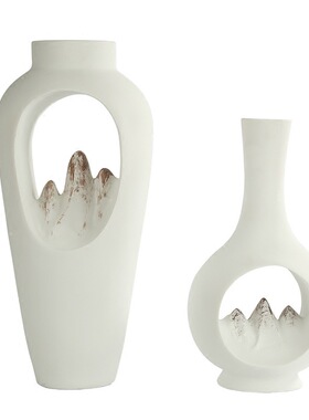 树脂工艺品摆件 家居艺术花瓶新中式家居摆饰轻奢风树脂摆件