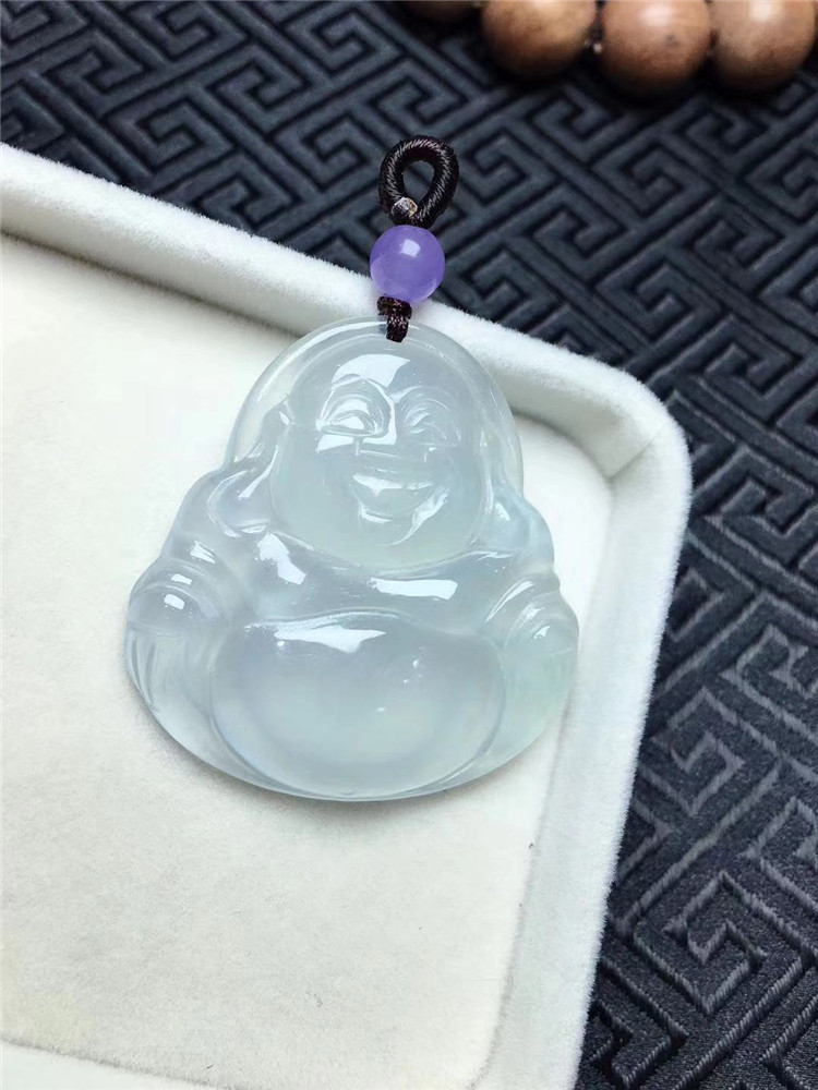 天然a货冰种女款证书佛公吊坠