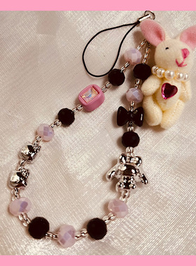 可爱卡通银色kt猫美乐蒂ins风甜酷辣妹手机链挂件ccd相机链条兔子