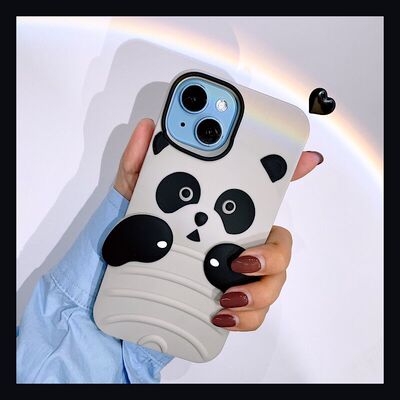 立体卡通可爱呆萌熊猫适用iPhone14手机壳苹果13promax新款12国潮11软