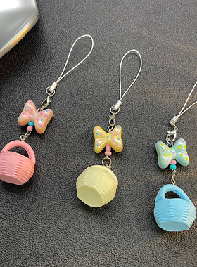 可爱卡通蝴蝶结花蓝筐链条配件壳相机包包挂件公仔新款ccd女