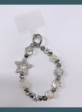 ins小众手机挂饰银色系星星复古手机链ccd挂绳ccd相机挂件手机绳