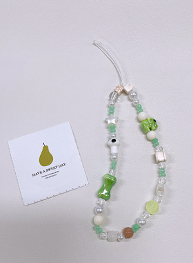 夏日小清新绿色小象ccd相机手绳diy手工串珠拍立得挂绳手机壳挂件