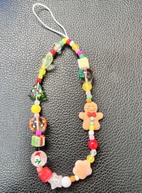 卡通原创自制姜饼人手机链手机壳挂链ccd相机链条挂件可爱