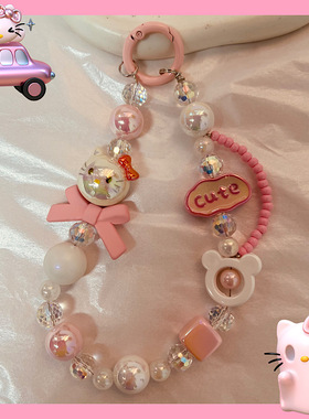 少女心蝴蝶结兔子爱心手机壳挂链潮女百搭包包小饰品ccd相机链女