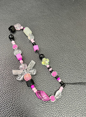 原创土酷辣妹y2k串珠星星手机链美式复古ins千禧相机ccd挂链挂绳