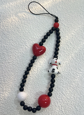 原创自制ins琉璃斑点狗手机链高级手机壳相机ccd挂件链条