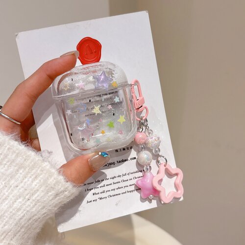 ins流沙立体彩色星星适用airpods pro2耳机套无线蓝牙苹果airpods1/2代软壳pro新款3/4代防摔保护套