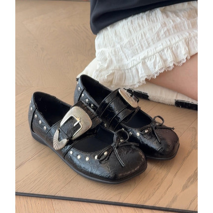 法式绝美蝴蝶结玛丽珍鞋女2026夏季新款芭蕾舞单鞋百搭复古小皮鞋