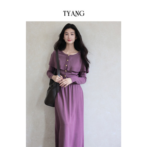 复古气质羊毛混纺针织套装