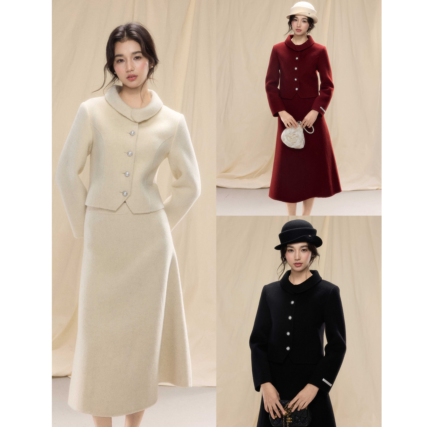 贰羊设计【熙迟】高级感千金风羊毛牦牛绒毛呢外套半身裙两件套装,女装/女士精品,时尚套装,淘宝优惠券,粉丝福利购,淘宝优惠卷