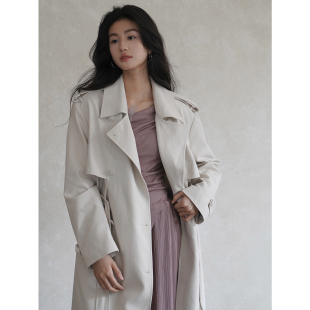 莱赛尔复古经典 罗兰初雪 廓形翻领风衣大衣 现货7.5折 贰羊设计