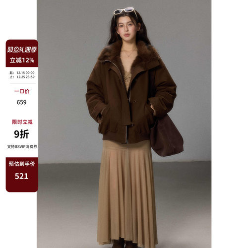 贰羊设计【梧秋】立领双门襟加厚宽松棉服夹克外套女设计感小众