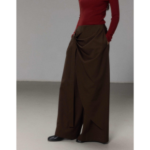 女冬休闲宽松高级感长裤 松弛设计感高腰阔腿裙裤 曳叙 贰羊设计