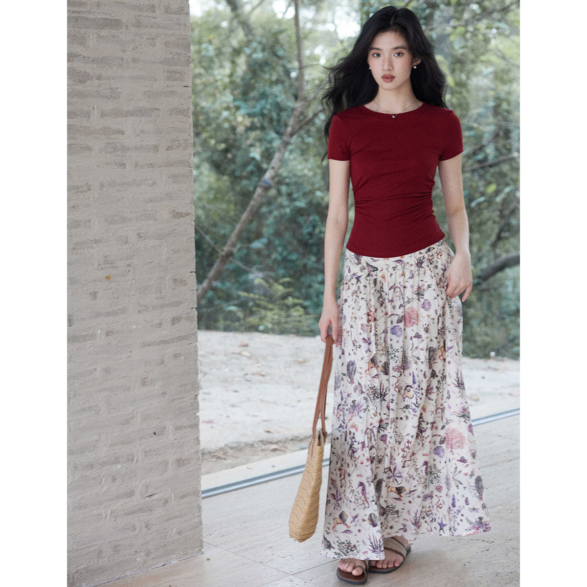 贰羊设计【晴澜】复古艺术感印花全棉半身裙女高腰显瘦a字碎花裙,女装/女士精品,半身裙,淘宝优惠券,粉丝福利购,淘宝优惠卷