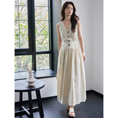 贰羊设计 裙 马甲亚麻气质连衣裙设计感小众法式 木言 老钱风无袖