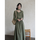 贰羊设计 长裙 新中式 声声慢 复古极简知识分子禅意连衣裙女长袖