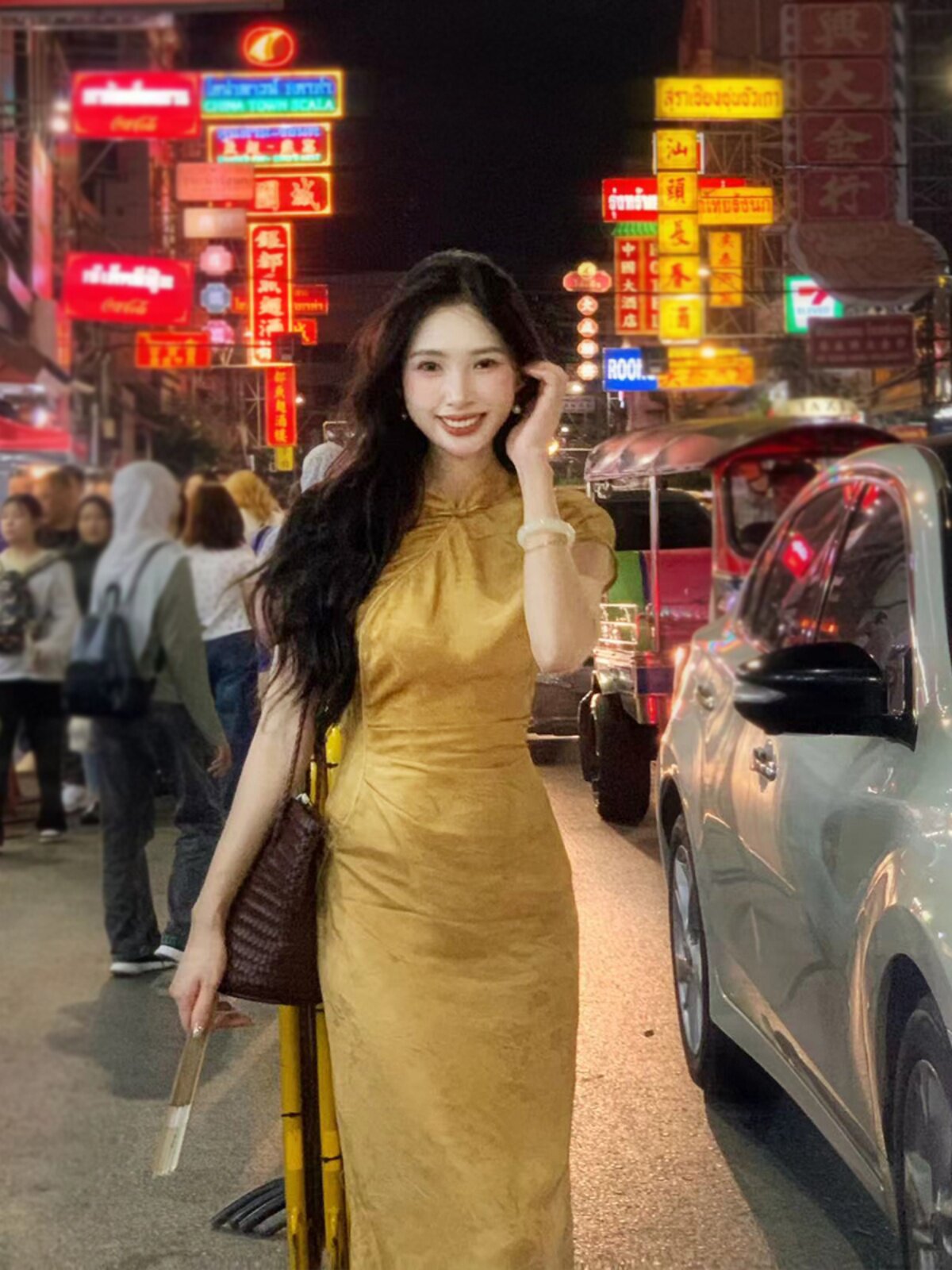 [재고] 이량 디자인 [화시비] 국가 스타일 신중국식 허리 노출 중국 스타일 칼라 개선 치파오 드레스