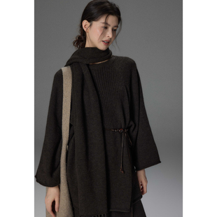 贰羊设计 高级感咖色串珠腰链女设计感小众腰绳搭配饰品 绘月临