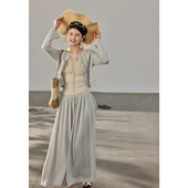 高腰半身裙套装 100莱赛尔云感绞花针织开衫 春 卿山赋 贰羊设计