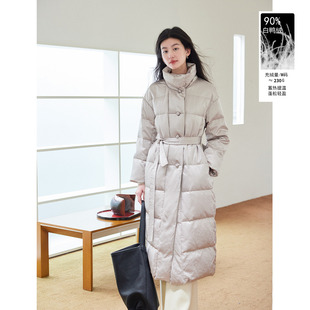 贰羊设计【炽热】1oo醋酸立领收腰长款羽绒服女冬保暖外套新国标