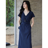 高级感连衣裙女通勤长裙简约气质收腰裙修身 贰羊设计 思沐 显瘦