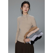 言简 无缝一体半高领打底衫 女秋修身 贰羊设计 舒适感内搭针织衫