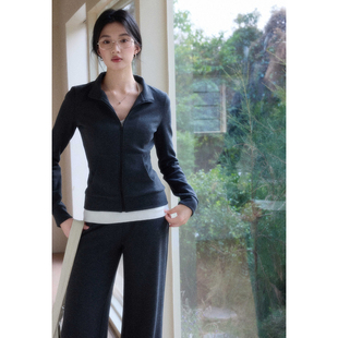 女磨毛软糯上衣长裤 贰羊设计 套装 lu系立领轻运动休闲修身 知瑶