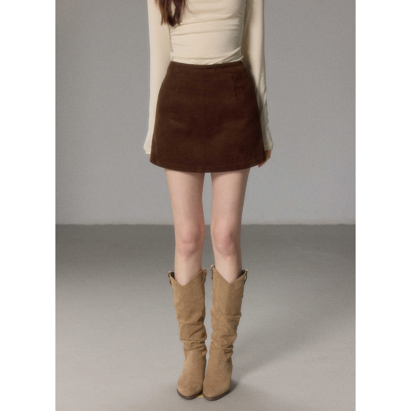 贰羊设计【晚笙】1oo棉高腰灯芯绒半身裙女裙裤百搭显瘦包臀a字裙