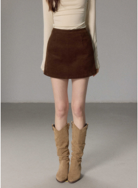 贰羊设计【晚笙】1oo棉高腰灯芯绒半身裙女裙裤百搭显瘦包臀a字裙