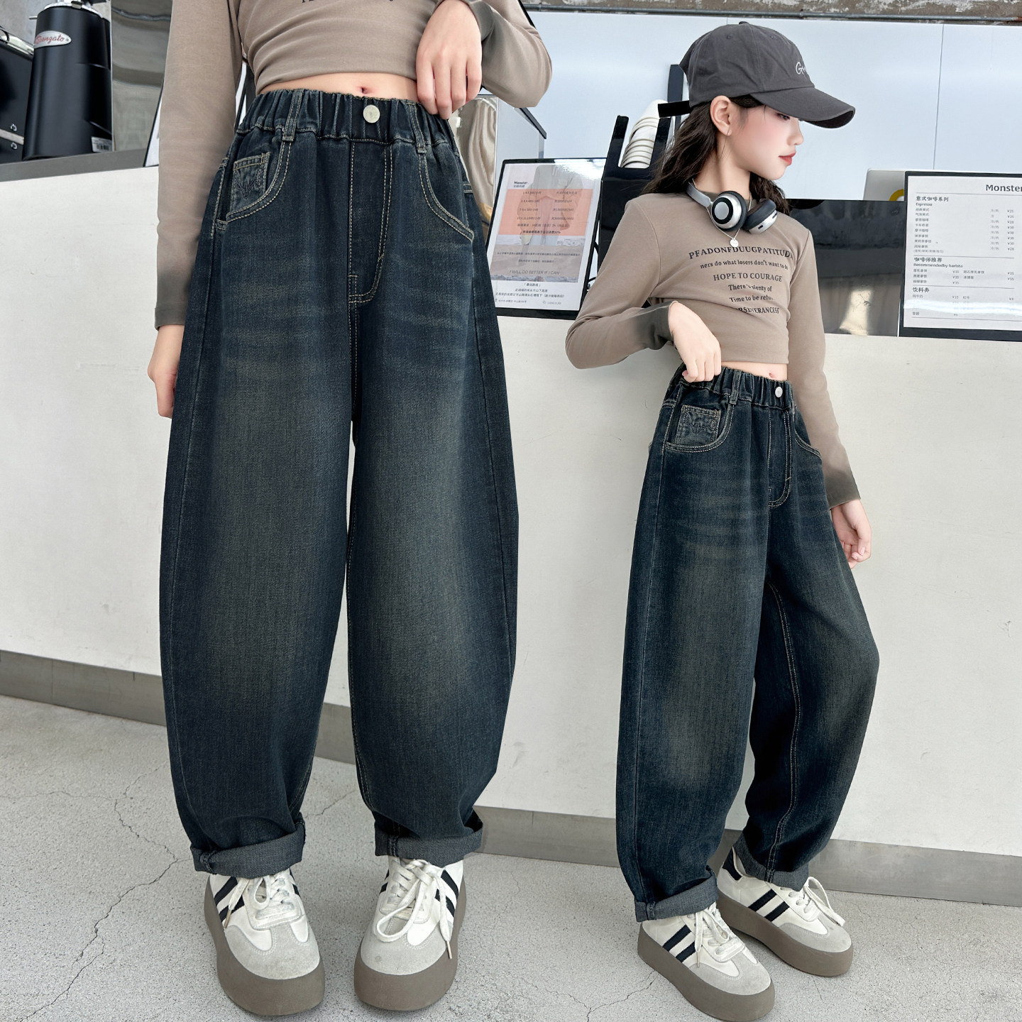 女童绣花老爹牛仔裤2026新款中大童韩版洋气宽松休闲裤中学生长裤,童装/婴儿装/亲子装,儿童牛仔裤,淘宝优惠券,粉丝福利购,淘宝优惠卷