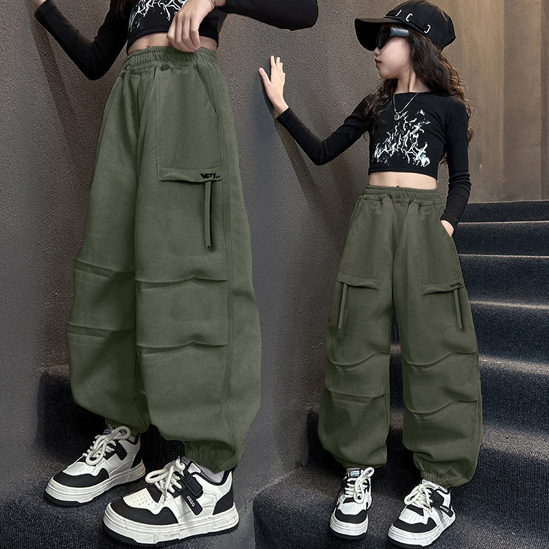 春装女大童工装裤阔腿裤外穿2026新款中学生宽松束脚长裤显瘦裤子