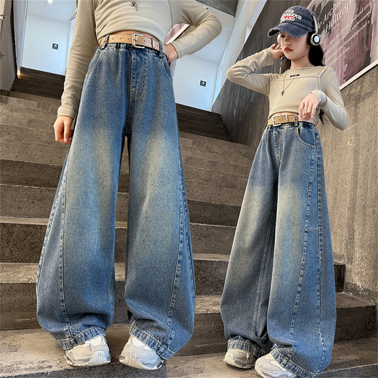 女童春装宽松阔腿牛仔裤2026新款初中生休闲长裤中大童显瘦裤子潮,童装/婴儿装/亲子装,儿童牛仔裤,淘宝优惠券,粉丝福利购,淘宝优惠卷