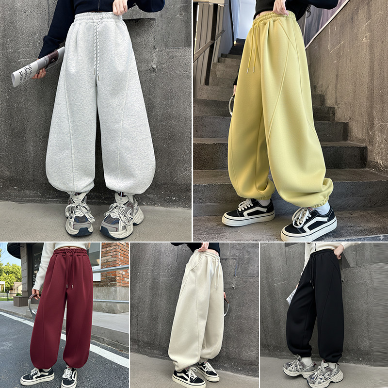 女童春装束脚卫裤2026新款中大童宽松运动弯刀裤初中生显瘦长裤子