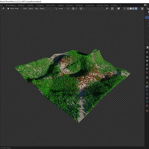 Blender Terrain Mixer v3.1.3地形混合插件程序化散布植被资源