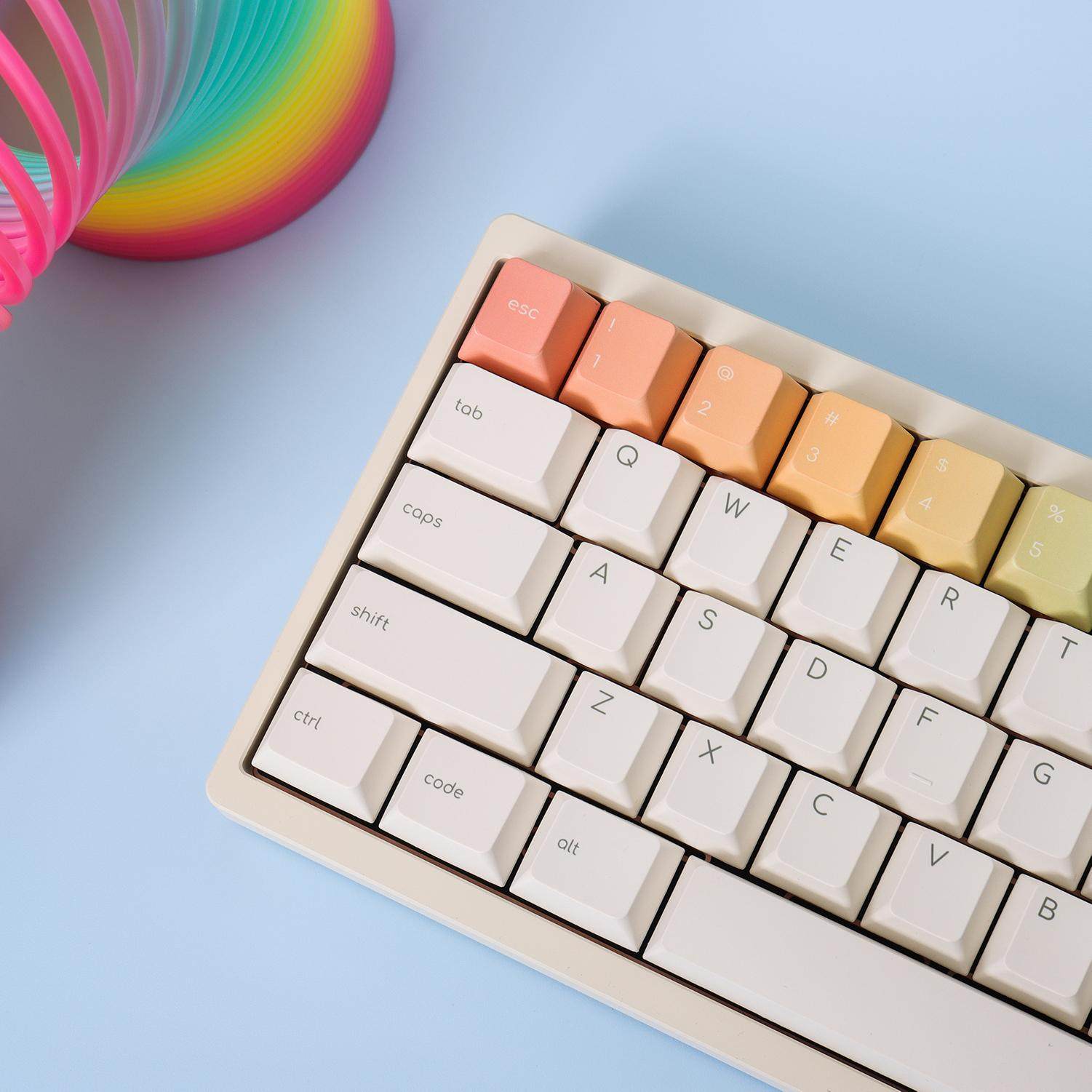 MINIMALIST RAINBOW AFTER RAIN KEYCAPS PBT FIVE-SIDED SUBLIMATION MOA ORIGINAL MECHANICAL KEYBOARD KEYCAPS WOOTING