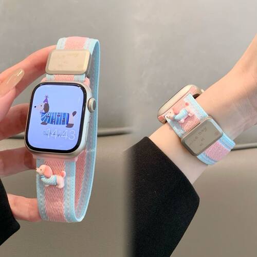 新款适用苹果S10手表带尼龙编织女生applewatch11高级iwatch9表带