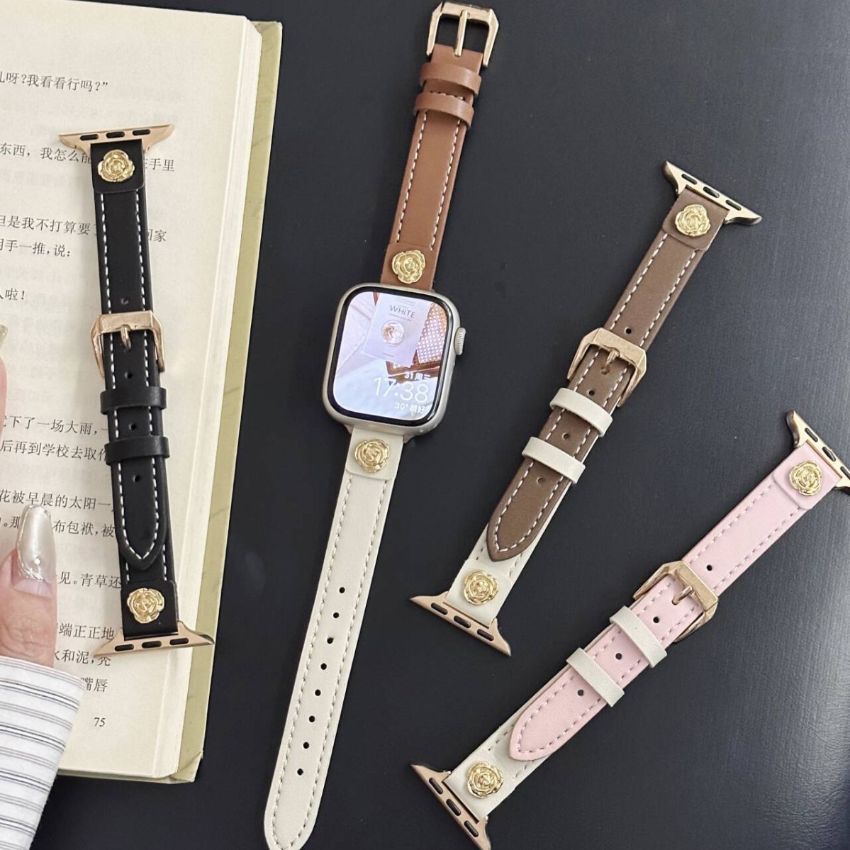 适用applewatch11表带女款苹果手表带s10真皮iwatch9/8/7代小蛮腰