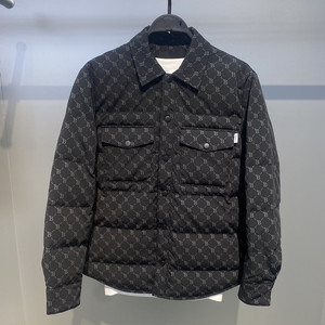 2022冬装新款白鸭绒轻薄印花休闲翻领男衬衫羽绒服潮B1ACC4210